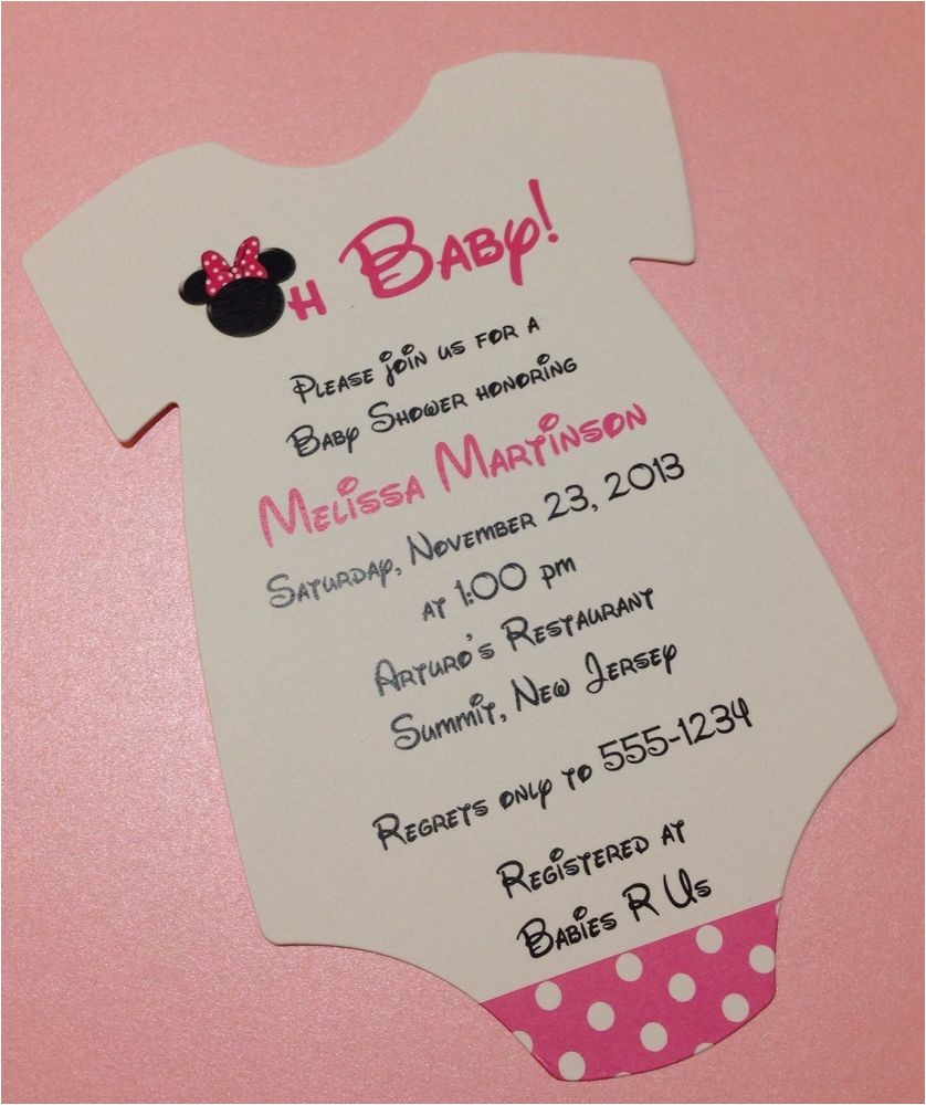 Customized Minnie Mouse Baby Shower Invitations Pink Minnie Mouse Esie Baby Shower Invitation All