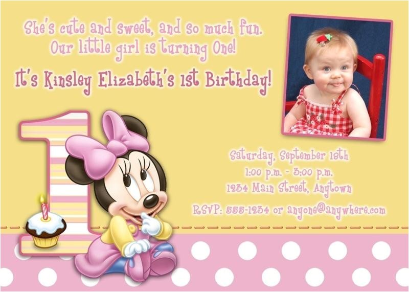 Customized Minnie Mouse First Birthday Invitations Free Download Minnie Mouse 1st Birthday Invitations