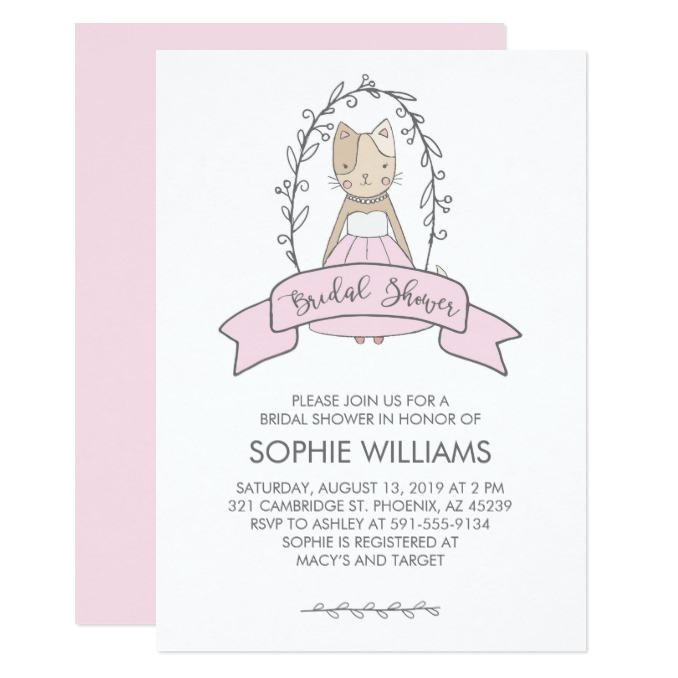 Cute Cheap Bridal Shower Invitations Cute and Whimsical Kitty Bridal Shower Invitation