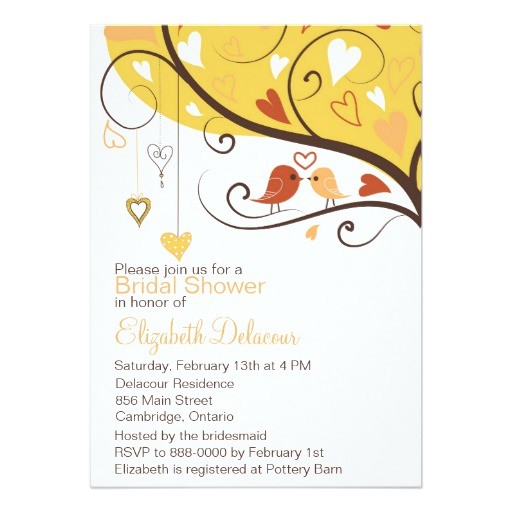 Cute Cheap Bridal Shower Invitations Cute Love Birds Autumn Bridal Shower Invitation