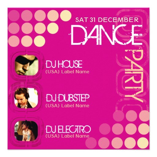 Dance Party Invitations Templates Pink Club Dj Dance Party Template Invitation 5 25
