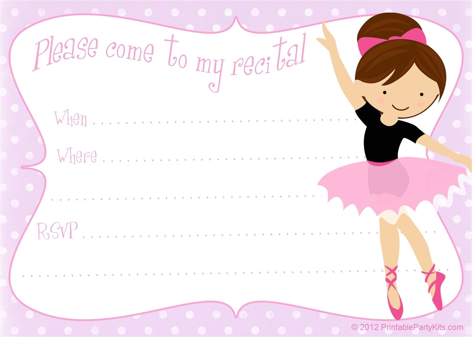 Dance Party Invitations Templates Printable Free Dance Recital Invitation Template From