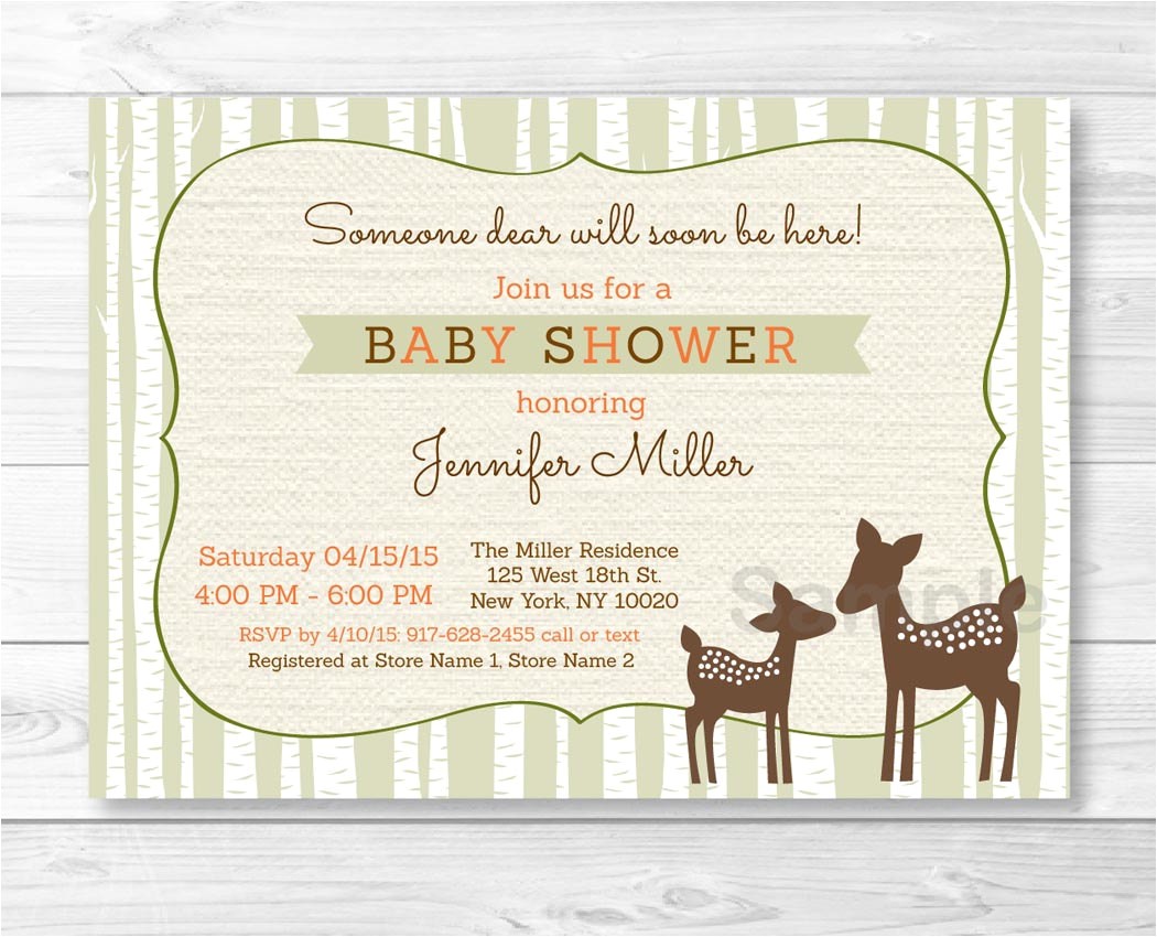 Deer Hunting Baby Shower Invitations Cute Woodland Deer Baby Shower Invitation Deer Baby Shower