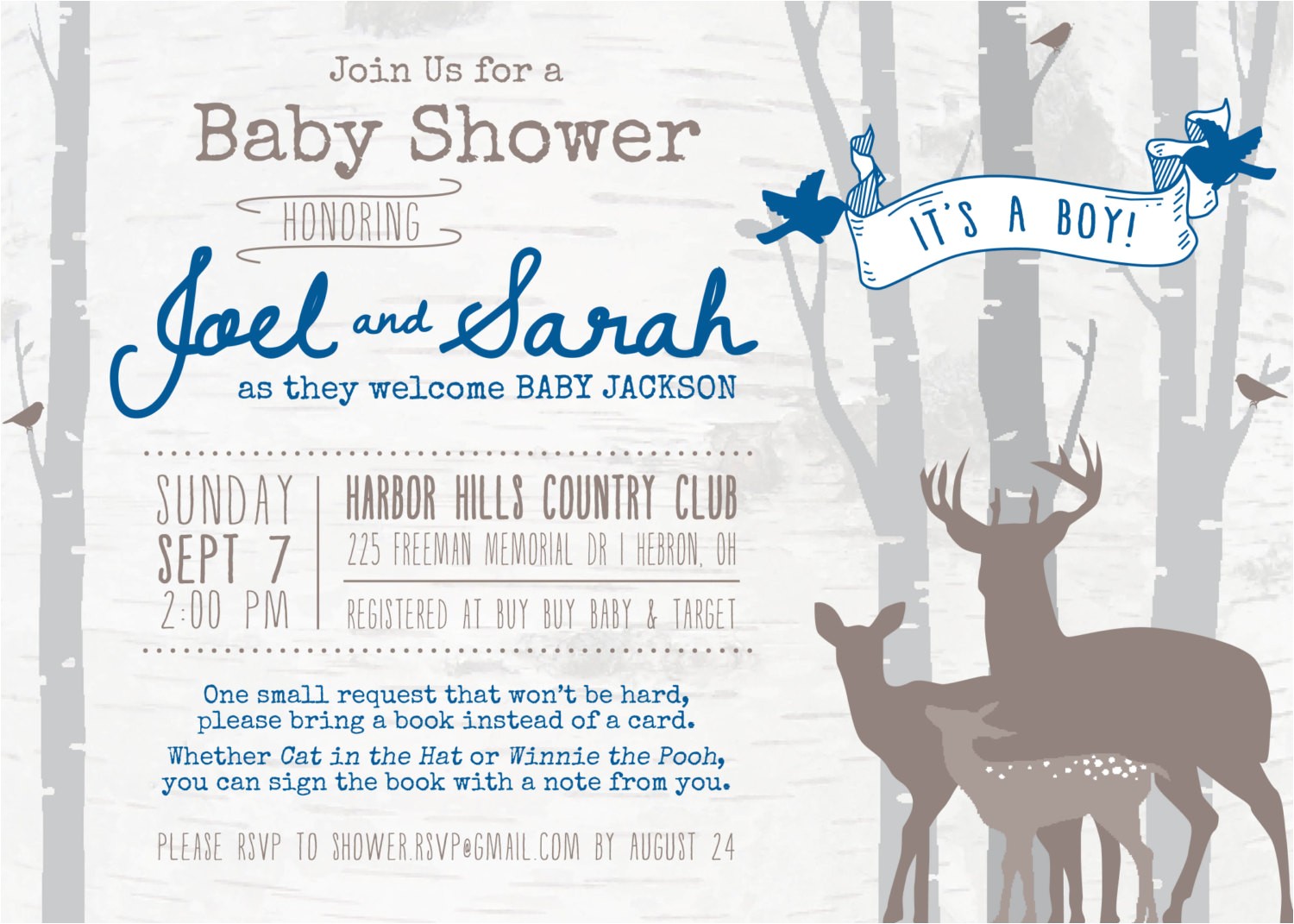 Deer Hunting Baby Shower Invitations Deer Woodland Baby Shower Invitation Digital File
