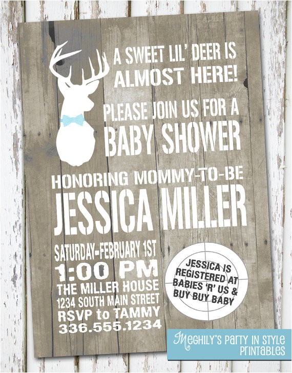 Deer Hunting Baby Shower Invitations Hunting theme Sweet Lil Deer Baby Shower Invitation