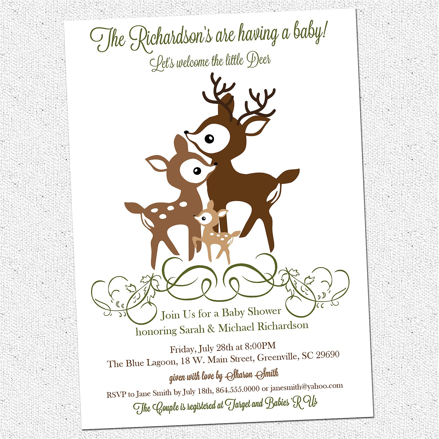 Deer Hunting Baby Shower Invitations Printable Deer Family Baby Shower Invitation Woodland