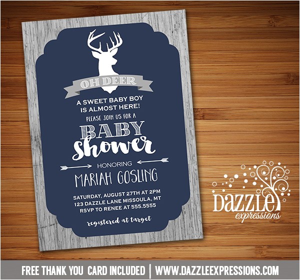 Deer Hunting Baby Shower Invitations Printable Rustic Oh Deer Baby Shower Invitation Wood