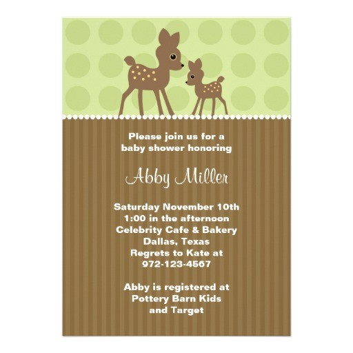 Deer themed Baby Shower Invitations Woodland Deer Baby Shower Invitations 5" X 7" Invitation