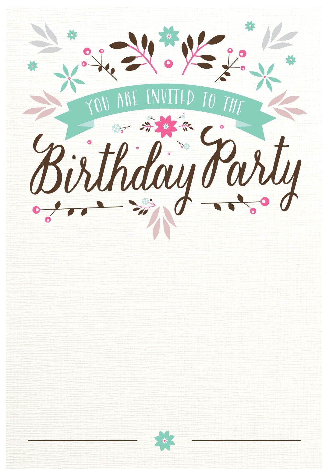 Design Birthday Invitations Free Printable Flat Floral Free Printable Birthday Invitation Template