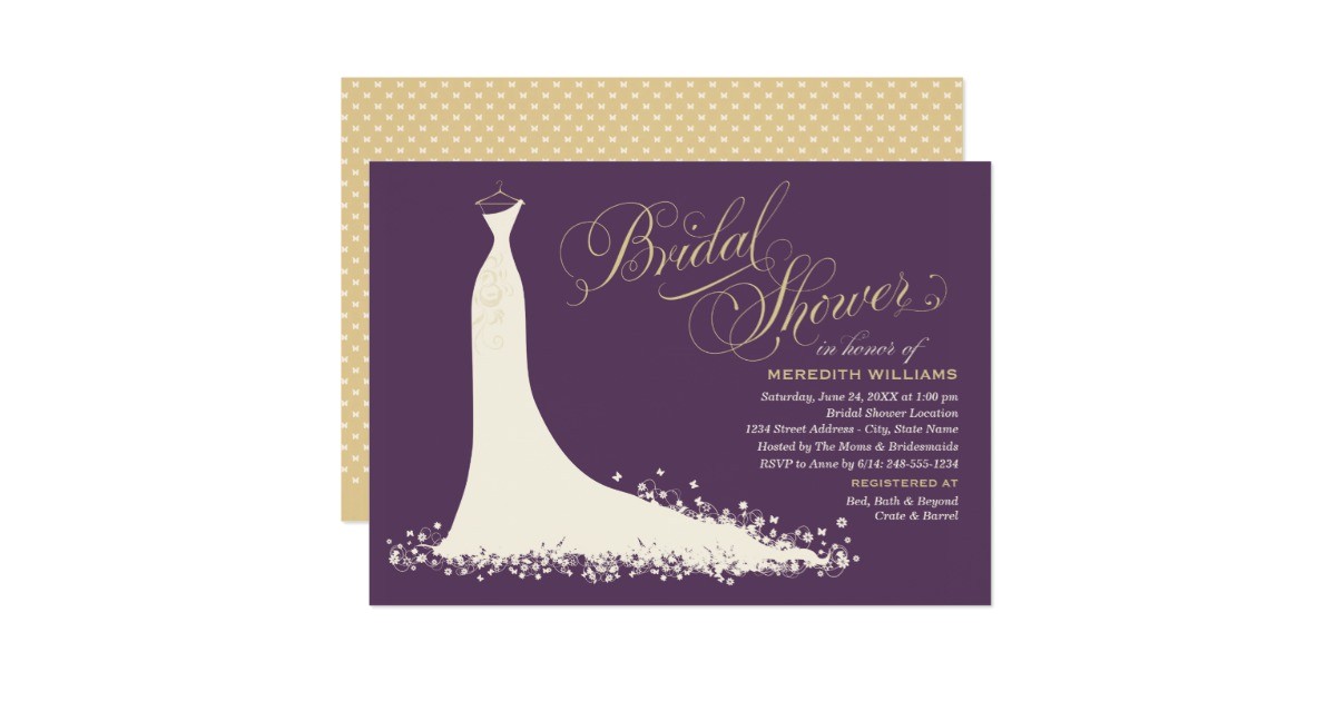 Designer Bridal Shower Invitations Bridal Shower Invitation Elegant Wedding Gown Zazzle Com