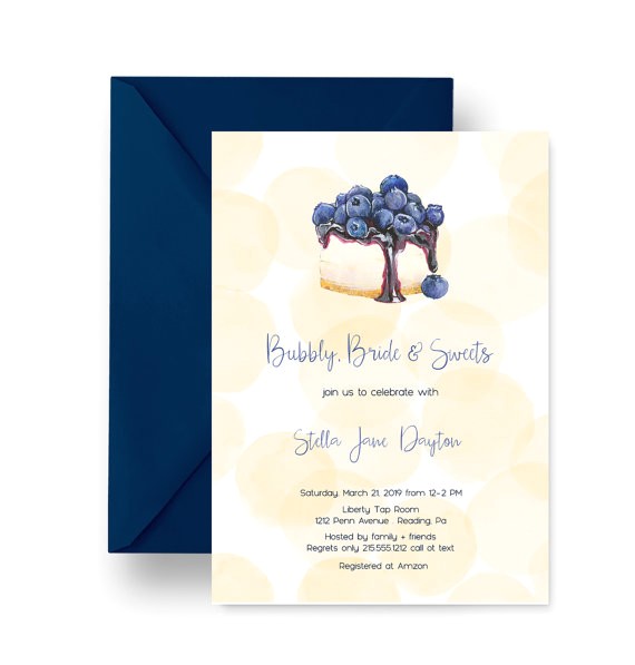 Dessert themed Bridal Shower Invitations Mod Sweet Bridal Shower Invitation Yellow and Blue