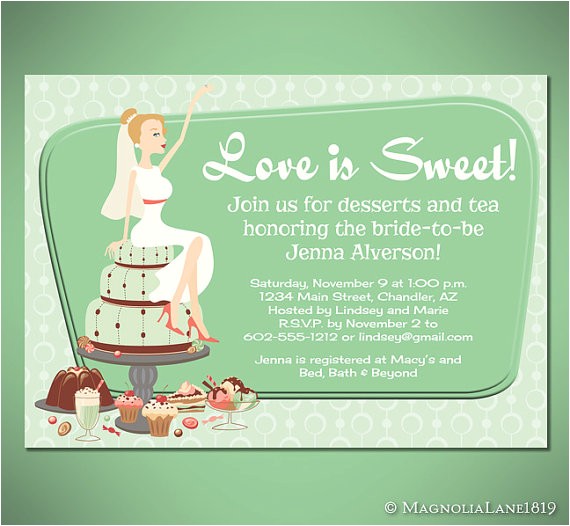 Dessert themed Bridal Shower Invitations Retro Dessert Bridal Shower or Engagement Party Invitation