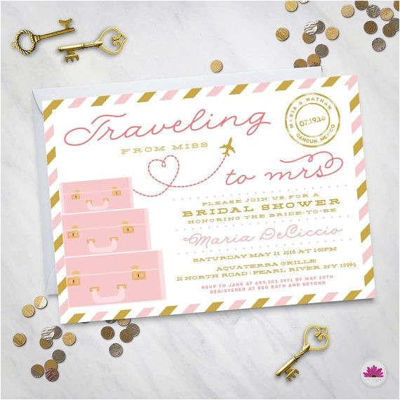 Destination Wedding Bridal Shower Invitations Traveling From Miss to Mrs – Destination Wedding Bridal