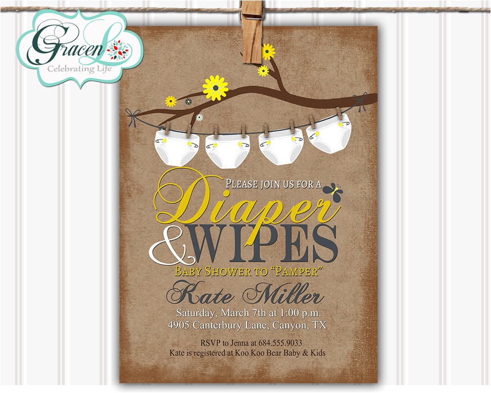 Diaper and Wipes Baby Shower Invitation Wording Baby Shower Invitation Diaper and Wipes Baby by Gracenldesigns