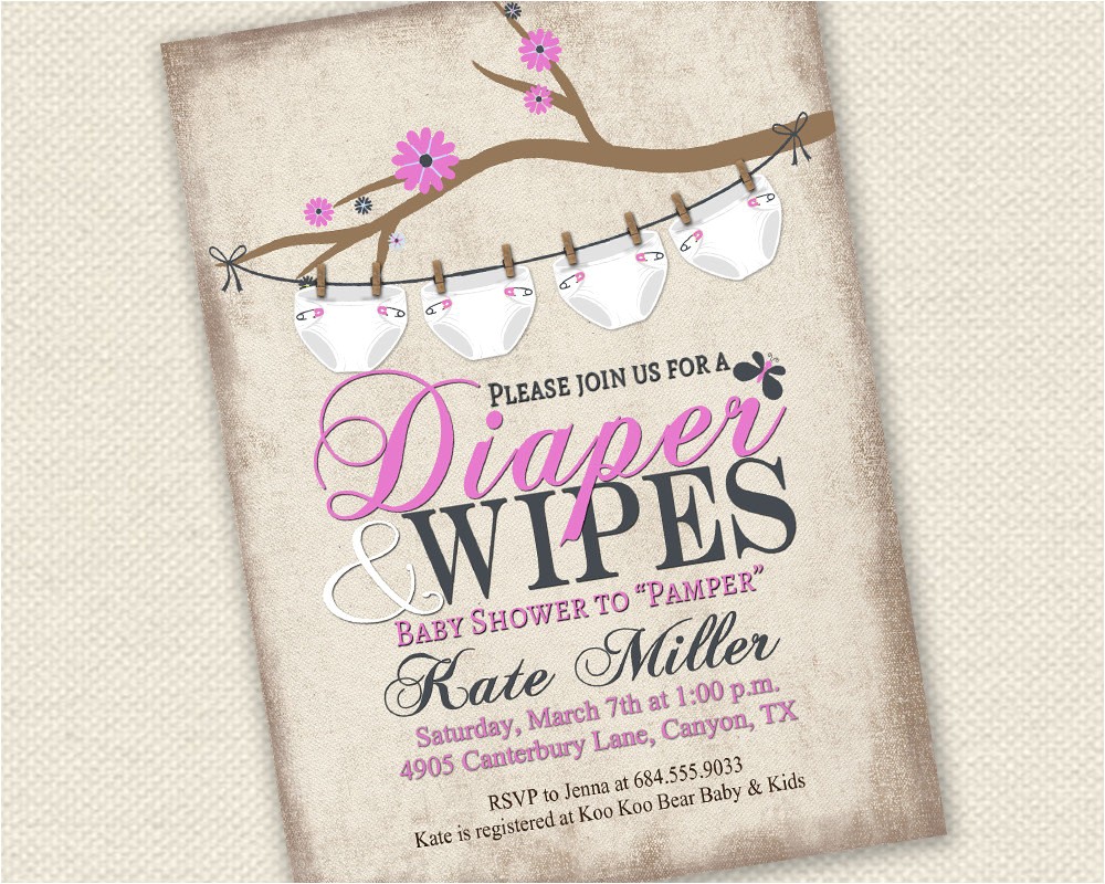 Diaper and Wipes Baby Shower Invitation Wording Baby Shower Invitation Diaper and Wipes Baby Shower