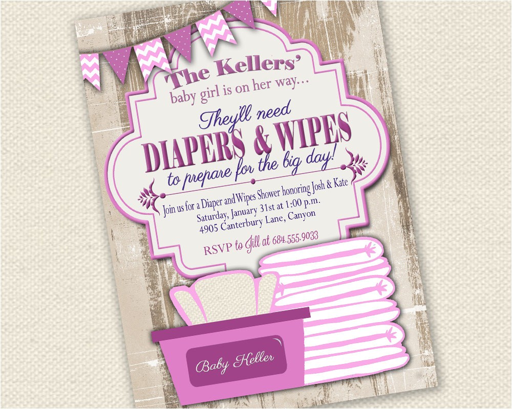 Diaper and Wipes Baby Shower Invitation Wording Baby Shower Invitation Diaper and Wipes Baby Shower