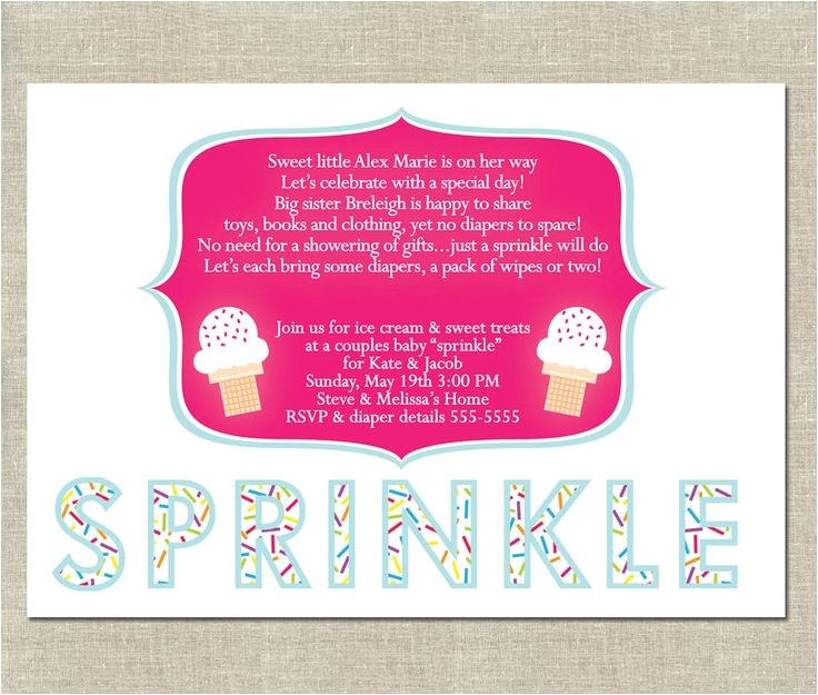 Diaper and Wipes Baby Shower Invitation Wording Baby Sprinkle Invitation Printable Ice Cream or Cupcakes