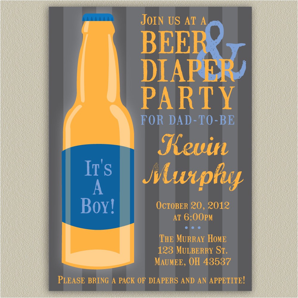 Diaper Party Invitation Beer and Diaper Party for Dad Printable by Doubleudesign