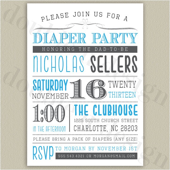 Diaper Party Invitation Diaper Party Printable Invitation with Color by Doubleudesign