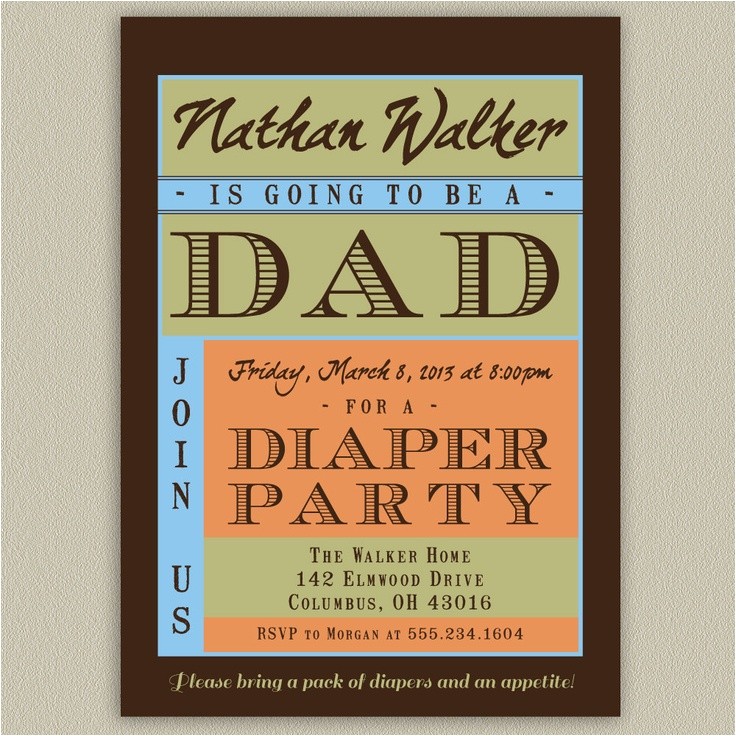 Diaper Party Invitation Diaper Party Shower for Dad Printable Invitation with