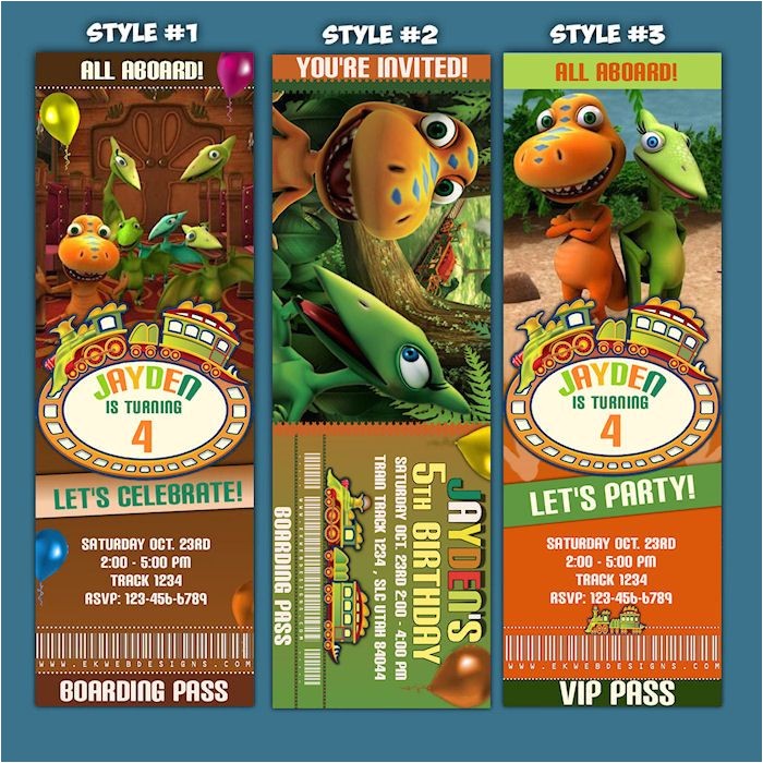 Dinosaur Train Invitations Birthday Personalized Dinosaur Train Ticket Style Birthday