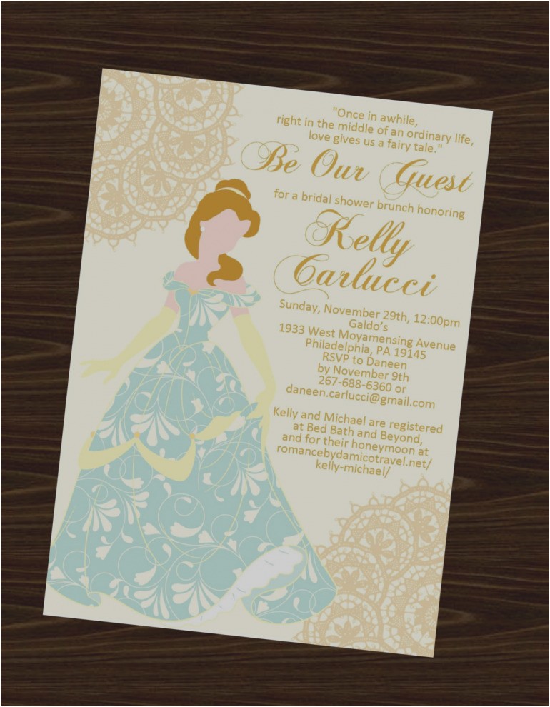 Disney Belle Bridal Shower Invitations Beautiful Disney Bridal Shower Invitations Princess