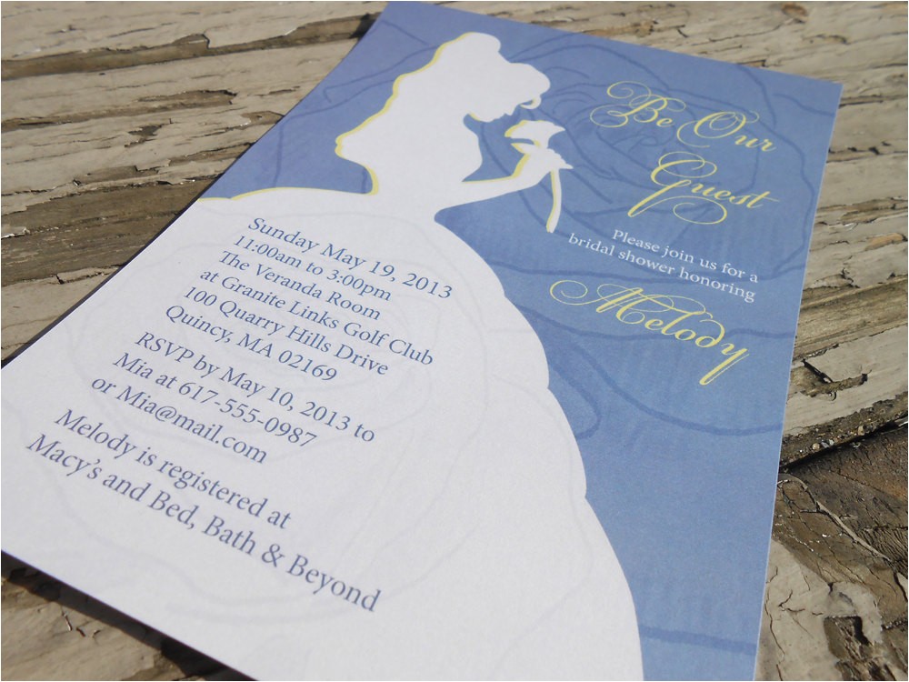 Disney Belle Bridal Shower Invitations Disney Beauty and the Beast Belle Bridal Shower Invitation