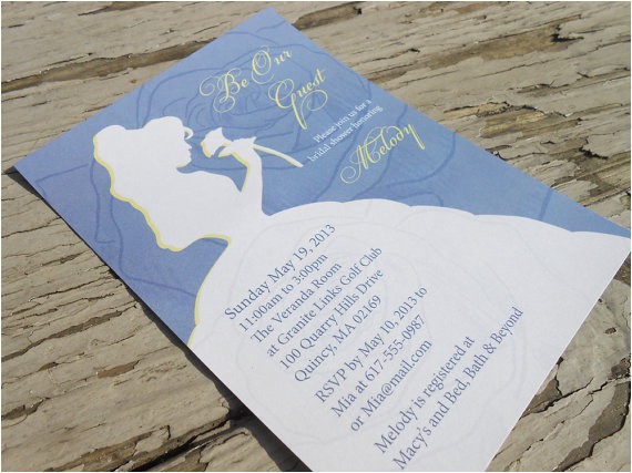 Disney Belle Bridal Shower Invitations Disney Beauty and the Beast Belle Bridal Shower Invitation