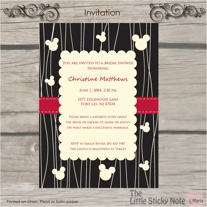Disney Bridal Shower Invitations Disney themed Bridal Shower Invitations by thelittlestickynote Disney Bridal Shower Invitations Disney themed Bridal Shower Invitations by thelittlestickynote