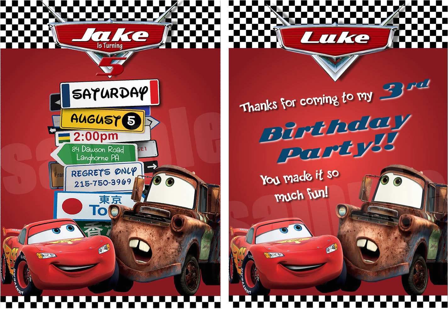 Disney Cars Birthday Party Invitations Templates Disney Cars Birthday Invitations