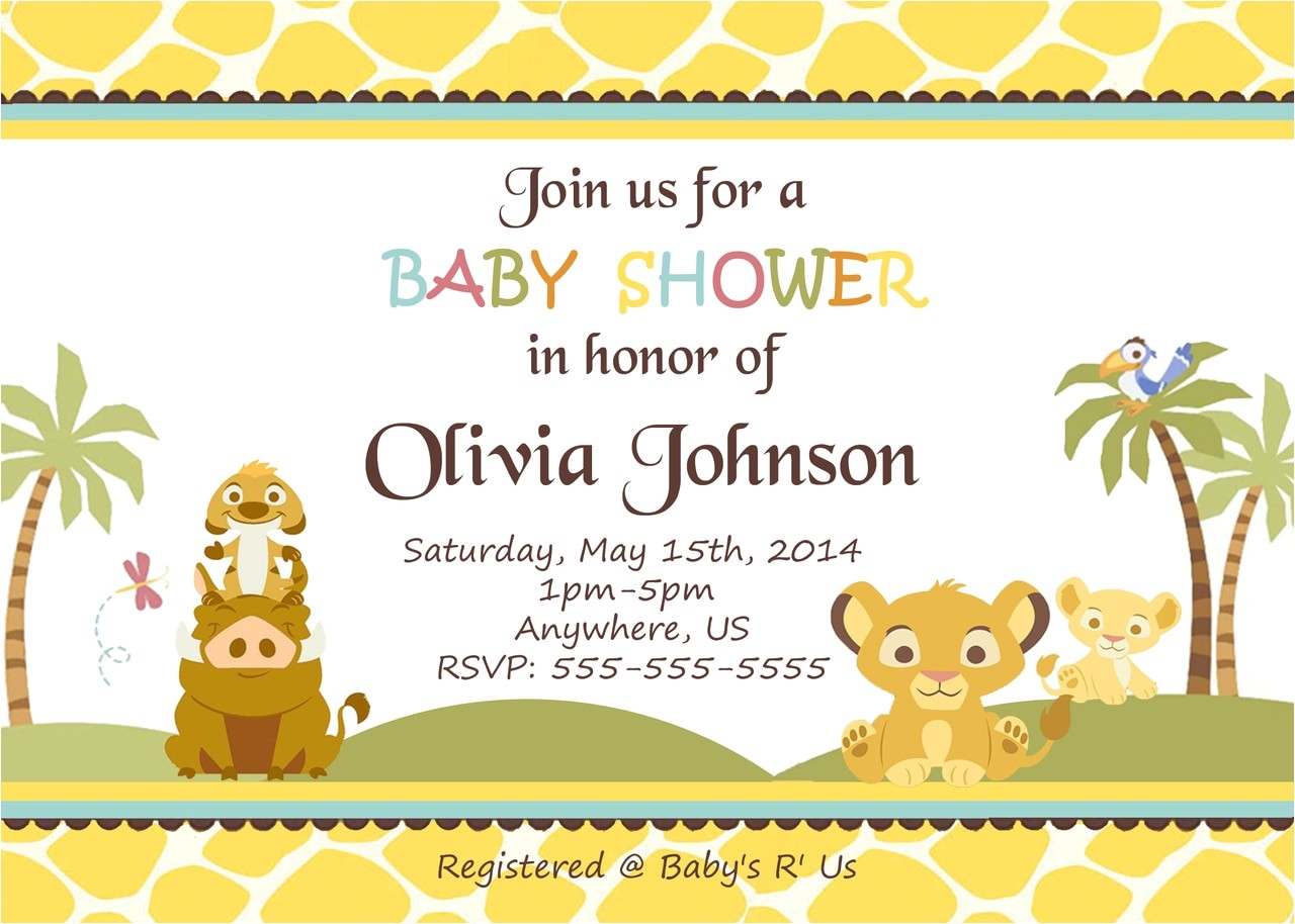 Disney Lion King Baby Shower Invitations Simba Lion King Shower Invitations Baby Shower Custom