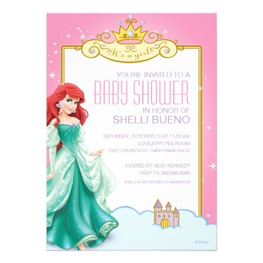 Disney Princess Baby Shower Invites Disney Princess Ariel It S A Girl Baby Shower 5×7 Paper