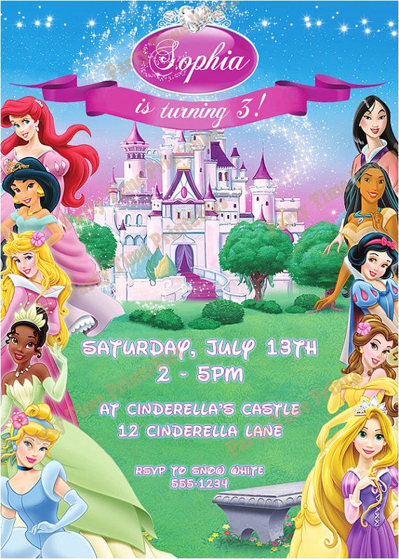 Disney Princess Birthday Invitations Free Printable Items Similar to Disney Princess Invitation Printable