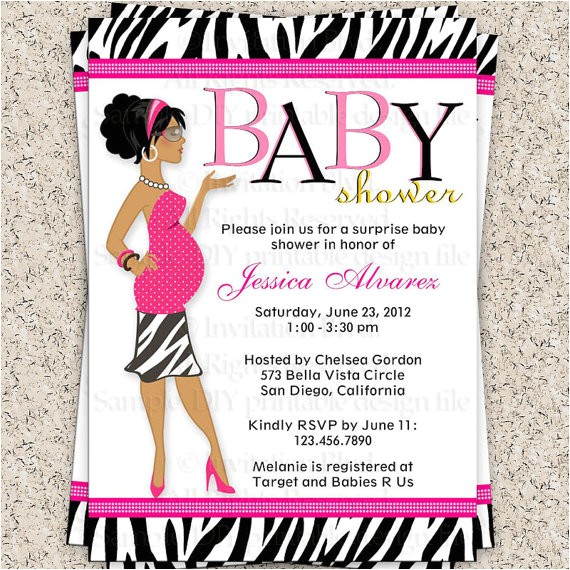 Diva Baby Shower Invitations Chic Diva Modern Mom Sassy Zebra Print Boy or by