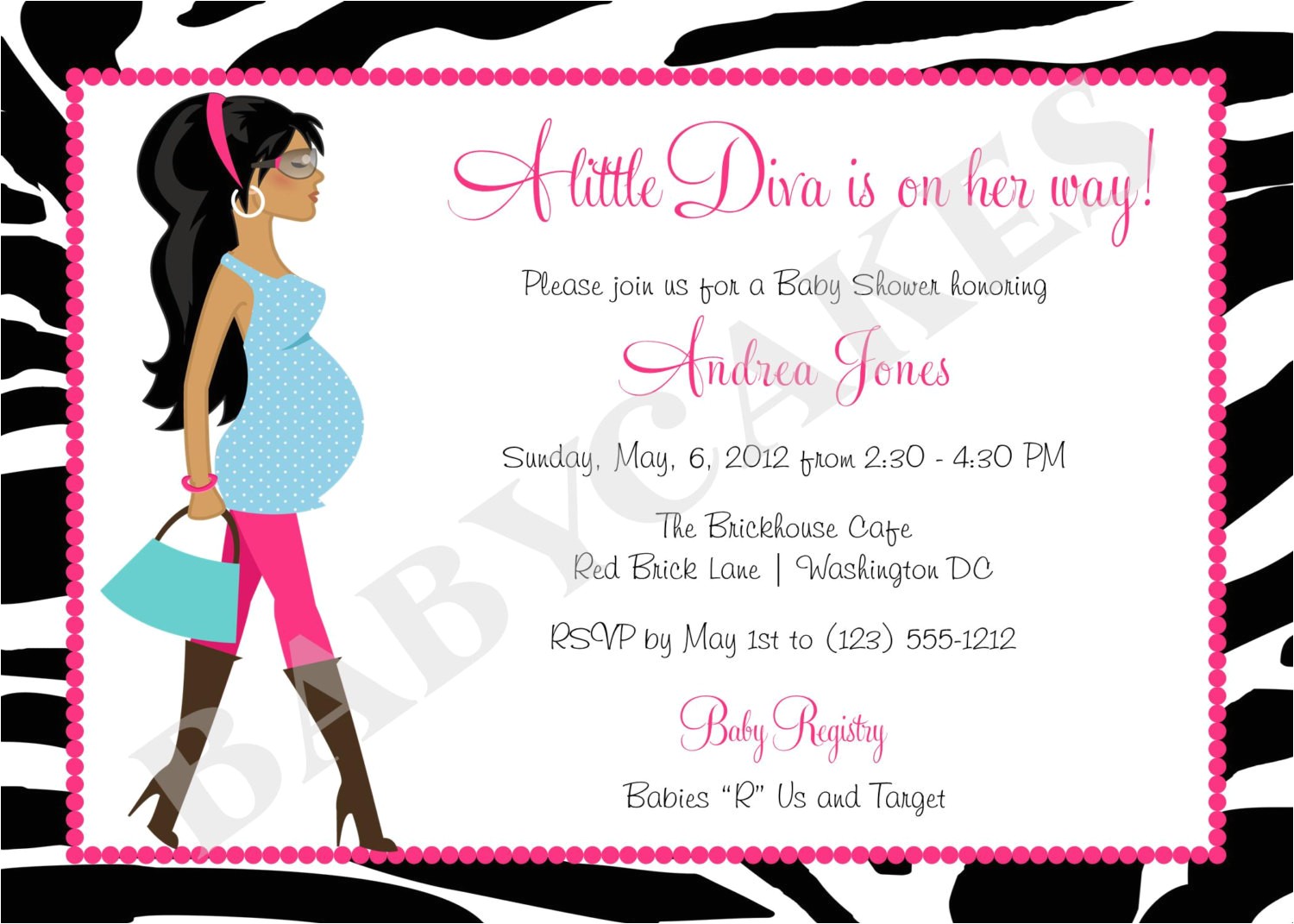 Diva Baby Shower Invitations Diva Baby Shower Invitation Zebra Print totally Fabulous Diy
