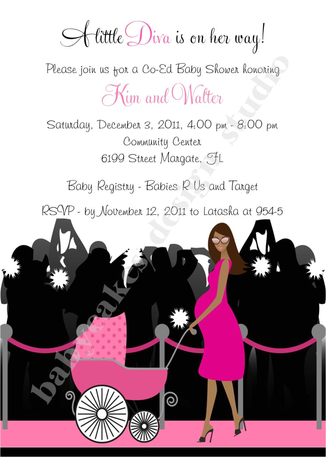 Diva Baby Shower Invitations Exclusive Hollywood Diva Baby Shower Invitation by Jcbabycakes