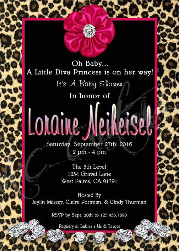 Diva Baby Shower Invitations Little Diva Baby Shower Invitation You Print by