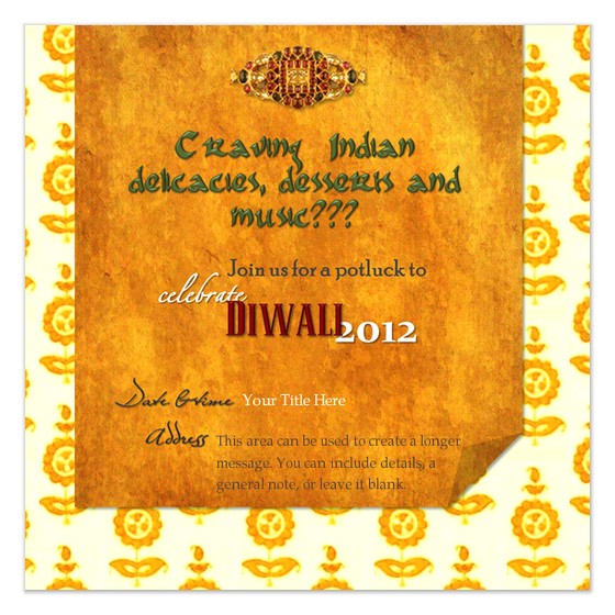 Diwali Invitation Cards for Party Diwali Potluck Square Invitations Cards On Pingg Com