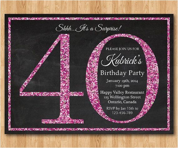 Diy 40th Birthday Invitations 40th Birthday Invitation for Women Pink Glitter Birthday