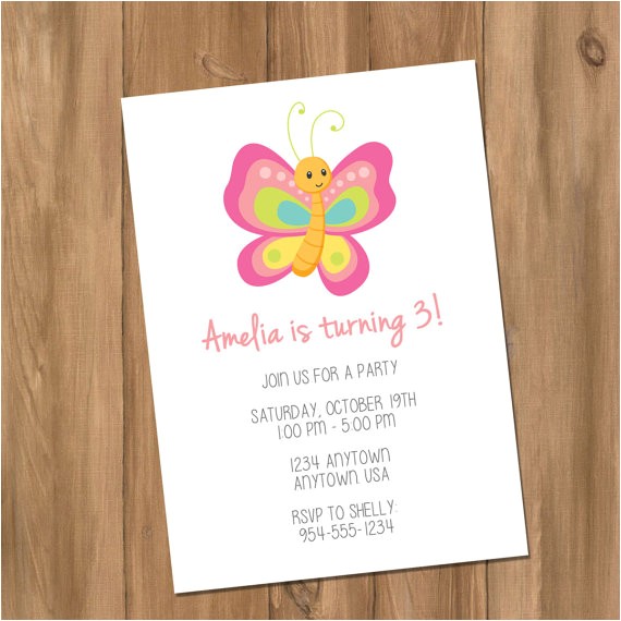 Diy butterfly Birthday Invitations Items Similar to Cute butterfly Birthday Party Invitation