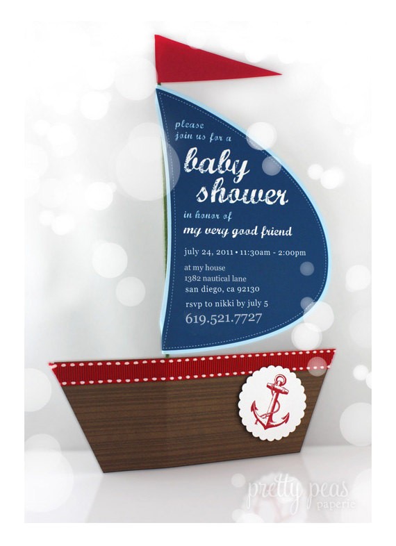 Diy Nautical Baby Shower Invitations Items Similar to Diy Nautical Baby Shower Invitation