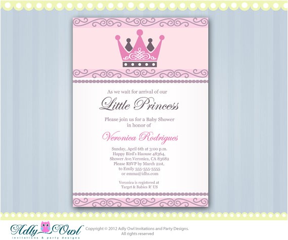 Diy Princess Baby Shower Invitations Items Similar to Personalized Little Princess Crown Royal