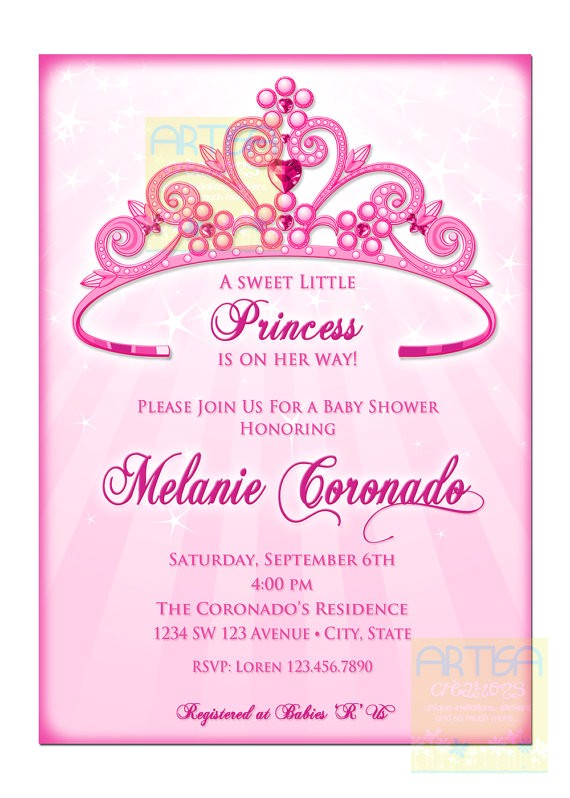 Diy Princess Baby Shower Invitations Princess Baby Shower Invitation Diy Princess Crown Baby
