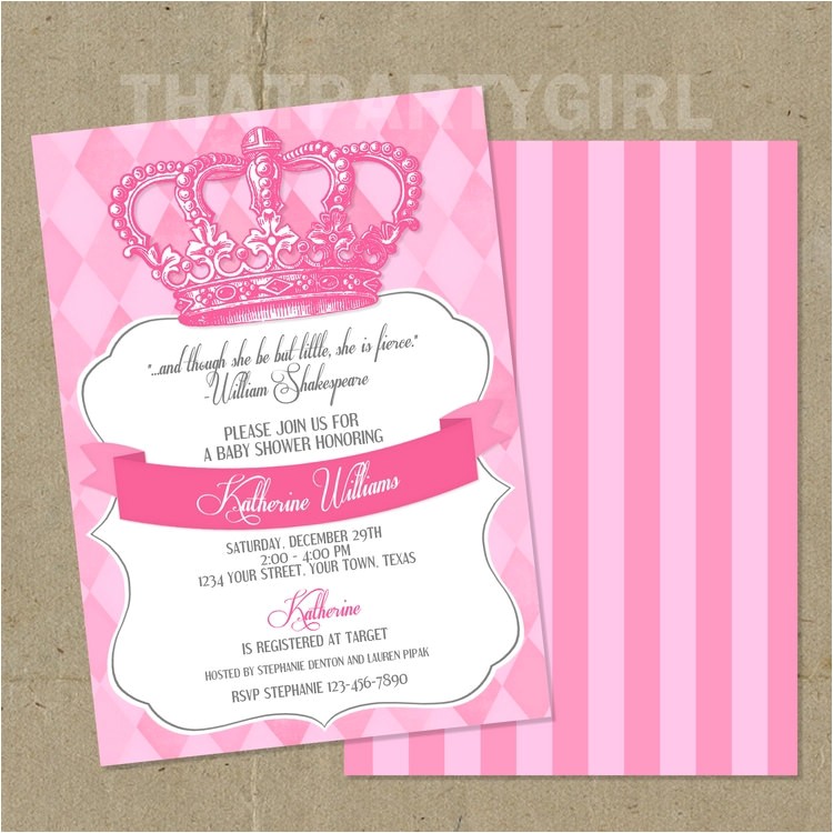 Diy Princess Baby Shower Invitations Royal Princess Baby Shower Party Invitations Diy by