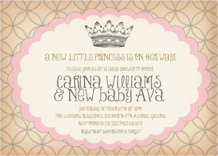 Diy Princess Baby Shower Invitations Vintage Princess Baby Shower Invitation Birthday Surprise