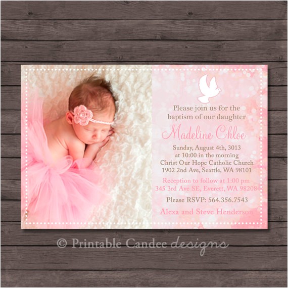 Diy Printable Baptism Invitations Dove Baptism or Christening Invitation Diy by Printablecandee