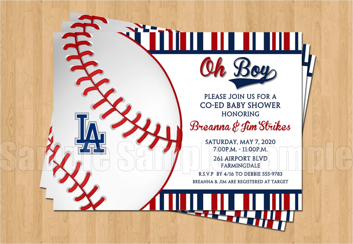Dodger Baby Shower Invitations Any Team Baseball Dodgers Padres Red sox Angels Baby Boy