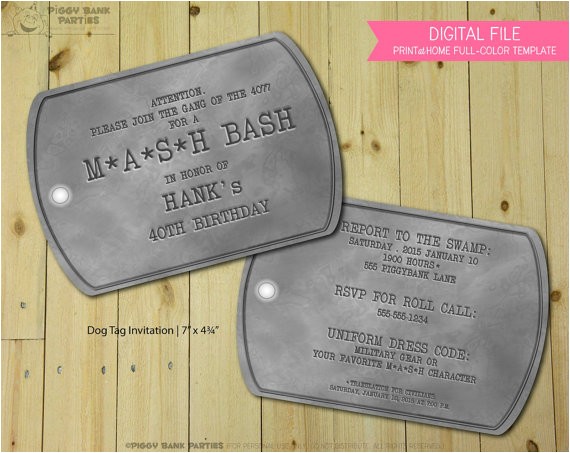 Dog Tag Birthday Invitations Dog Tag Invitation Print at Home Military by Dog Tag Birthday Invitations Dog Tag Invitation Print at Home Military by