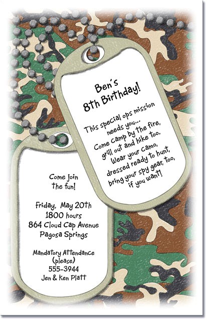 Dog Tag Birthday Invitations Dog Tags Invitations Military Invitations Ouflage Dog Tag Birthday Invitations Dog Tags Invitations Military Invitations Ouflage