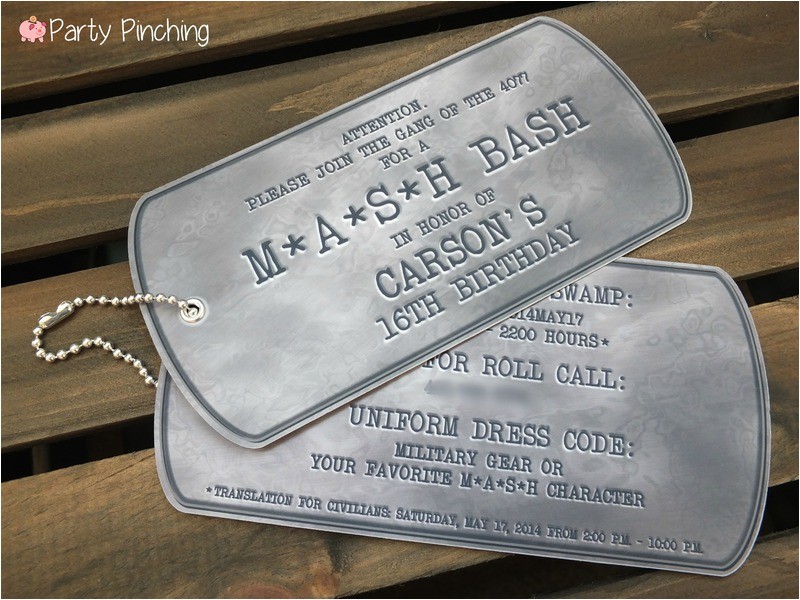 Dog Tag Birthday Invitations Mash Bash theme Party M A S H Air soft Ideas Sweet 16 Dog Tag Birthday Invitations Mash Bash theme Party M A S H Air soft Ideas Sweet 16